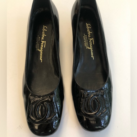 Vtg Ferragamo Square Toe Ballet Shoe w/ block heel - Picture 4 of 5